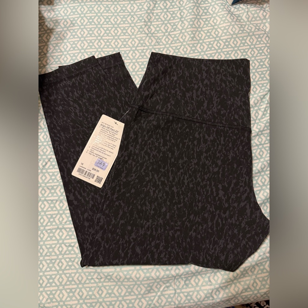Lululemon Align Black Patterned Leggings 16 - 25”
